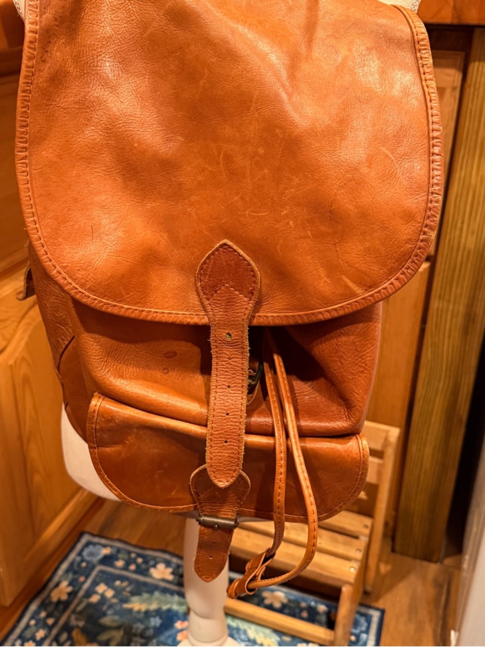 Premium Tan‎ Leather Backpack - Classic Casual Carry